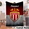 Custom Name Monaco Football Crest Throws Blanket Flannel Blankets for Couch Bed Gifts for Men Women Picnic Blanket Christmas Fan Gifts