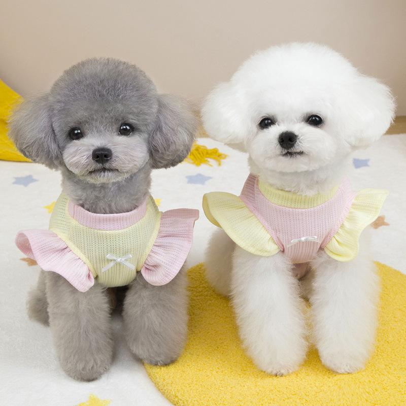 Pet cat small dog puppy dog clothes princess flying sleeve vest spring and summer thin