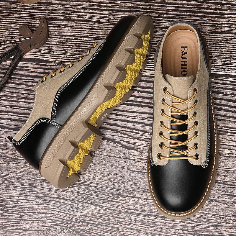 Genuine Leather Retro Tooling Men's Casual Leather Shoes Trendy