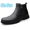 Fashion Side Zipper Man Winter Chelsea Boots Fur Warm Male Genuine Leather Shoes Luxury Brand Men Ankle Boots Handmade Business Footwear