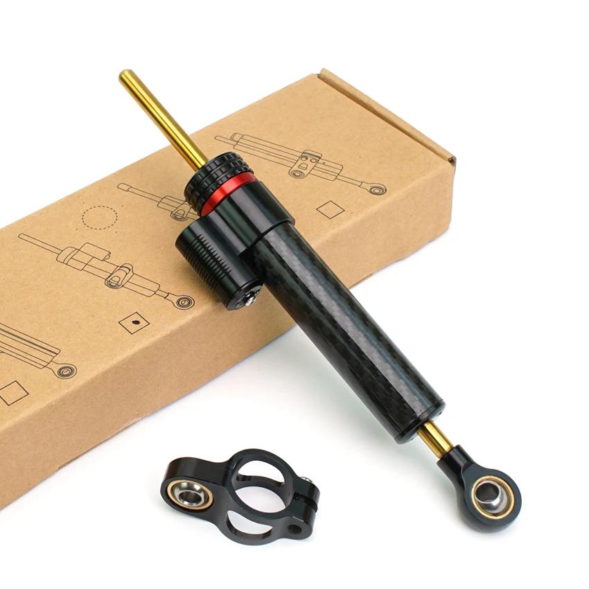 Motorcycle CNC Carbon Directional Steering Damper Stabilize For YAMAHA Kawasaki Honda Suzuki Universal Stabilizer Adjustable 250mm