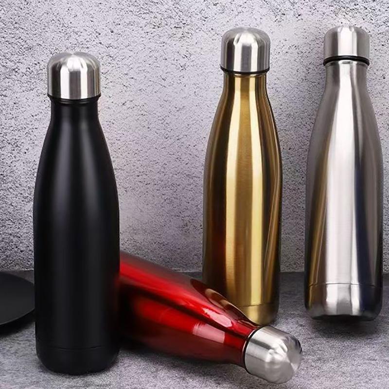 

500ML Stainless Steel Thermos Mugs Sport Water Bottles Double Wall Insulated Vacuum Flask Travel Cola Mug Thermal Bike Bottle 500ml золотий