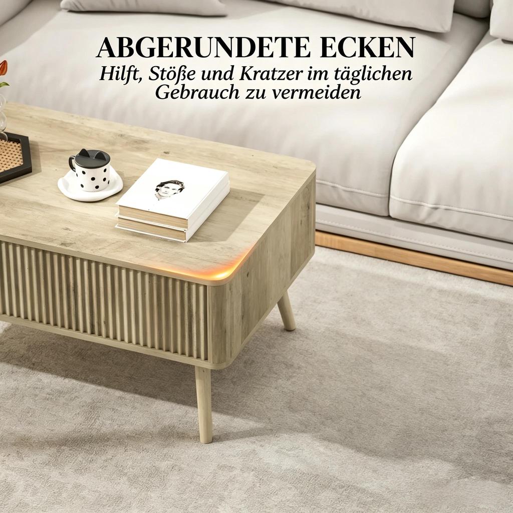 Modern Living Room Table, Coffee Table with Height-Adjustable Tabletop, Stylish Side Table, Storage Table (only with living room table)