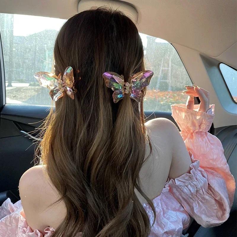 Summer Women Fashion Mermaid Crystal Butterfly Hair Clip Sense of Luxury Elegant Design Women Fashion Exquisite Birthday Gifts