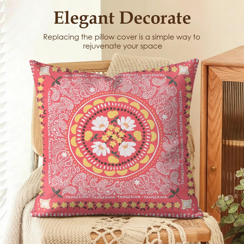 Cute Cartoon Flowers Fashion Art Cushion Cover Natural Linen Organic Fabric DoubleSided Printing Sofa Home Decor Pillow Case