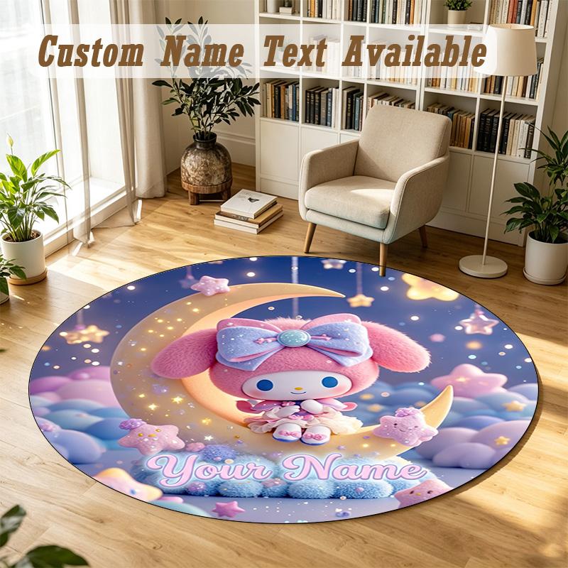My Melody Personalized Round Rug Support Custom Name, Soft Home Decor Mat