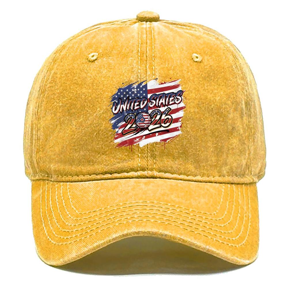 Sun Hat With 2026 Football Soccer "UNITED STATES" Flag Printed , Adjustable Sun Hat Raw Brim Slouchy Lightweight Vintage Sun Hat