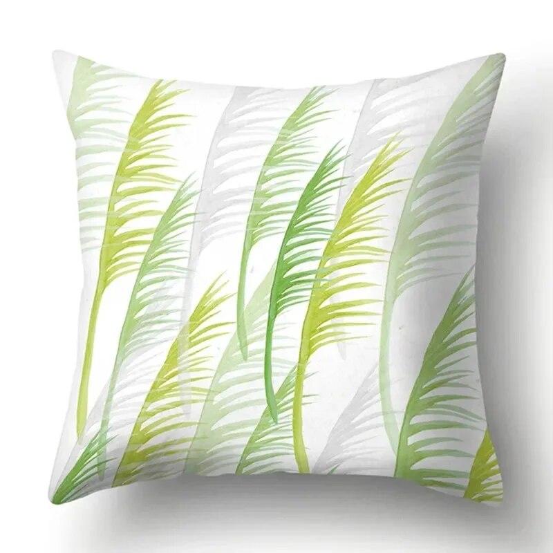 Watercolor Plant Leaf Print Pillow Cover Home Decoration Living Room Sofa Cushion Cover Bedroom Room Decoration 45x45cm