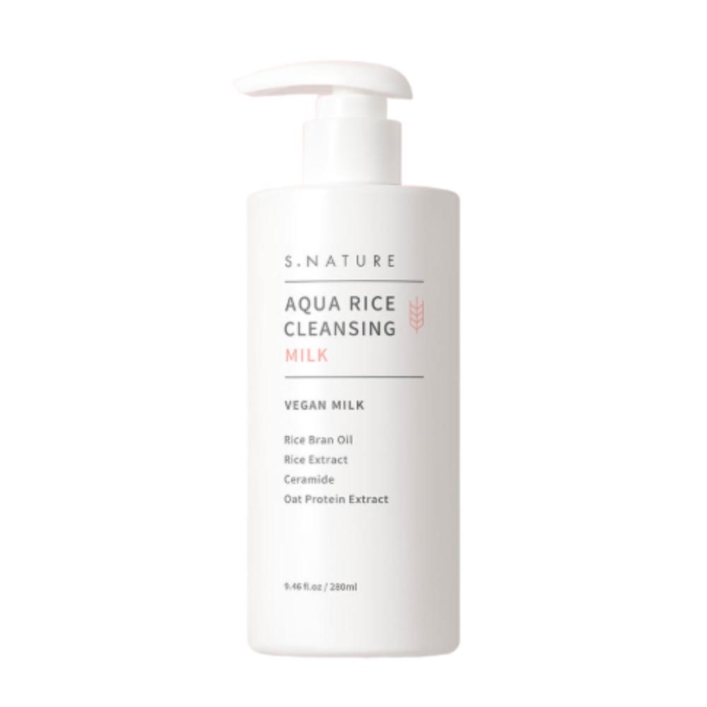 

S-NATURE Aqua Rice Cleansing Milk 280ml - Gentle Deep Cleansing & Brightening for Sensitive Skin