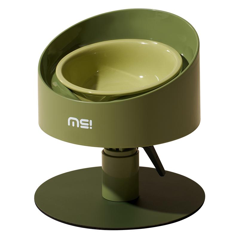 

Adjustable Cat Bowls Anti-Leak Slanted Ceramic Feeders with Wooden Stand Ergonomic Protect Cervical Spine Pet Dining Bowls зелёный