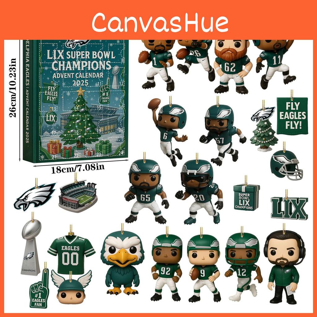 Philadelphia Eagles Weihnachtskalender Blind Box mit Acryl-Ornamenten für Weihnachtsfeier-Geschenke