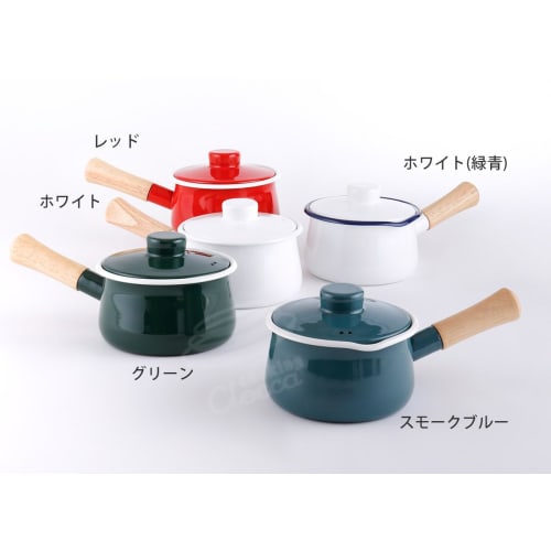 Fuji Enamel Milk Pan with Lid, 15cm, 1.2L, Gas and Induction Compatible, Enamel Saucepan, Baby Food Cookware, Green