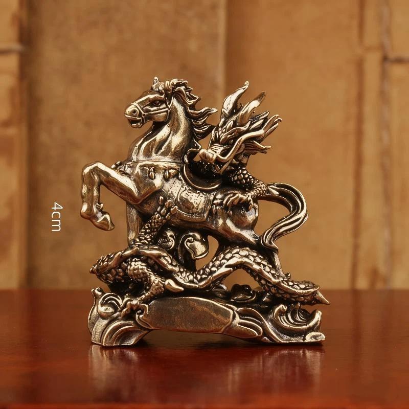1 Stück Kind Reiten Home Office Schreibtischdekoration 2026 Jahr des Pferdes Messing Feng Shui Pferdefiguren Miniaturgeschenk