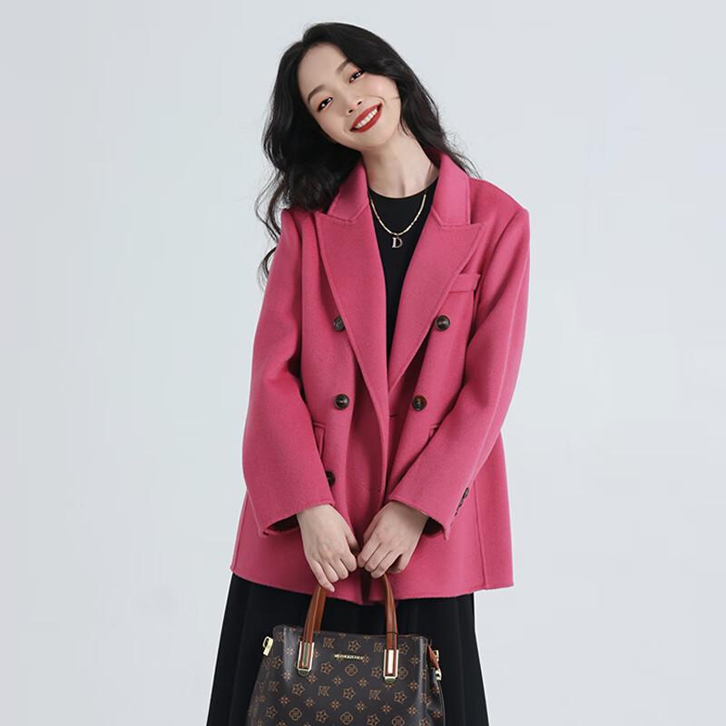 

Женское двустороннее короткое пальто Fengxun из чистой шерсти с лацканами S