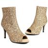 Fashion Luxury Ankle Boots For Women Peep Toe Sequined High Heels Women's Short Boot Dance Party Shoes Lady Large Size 48