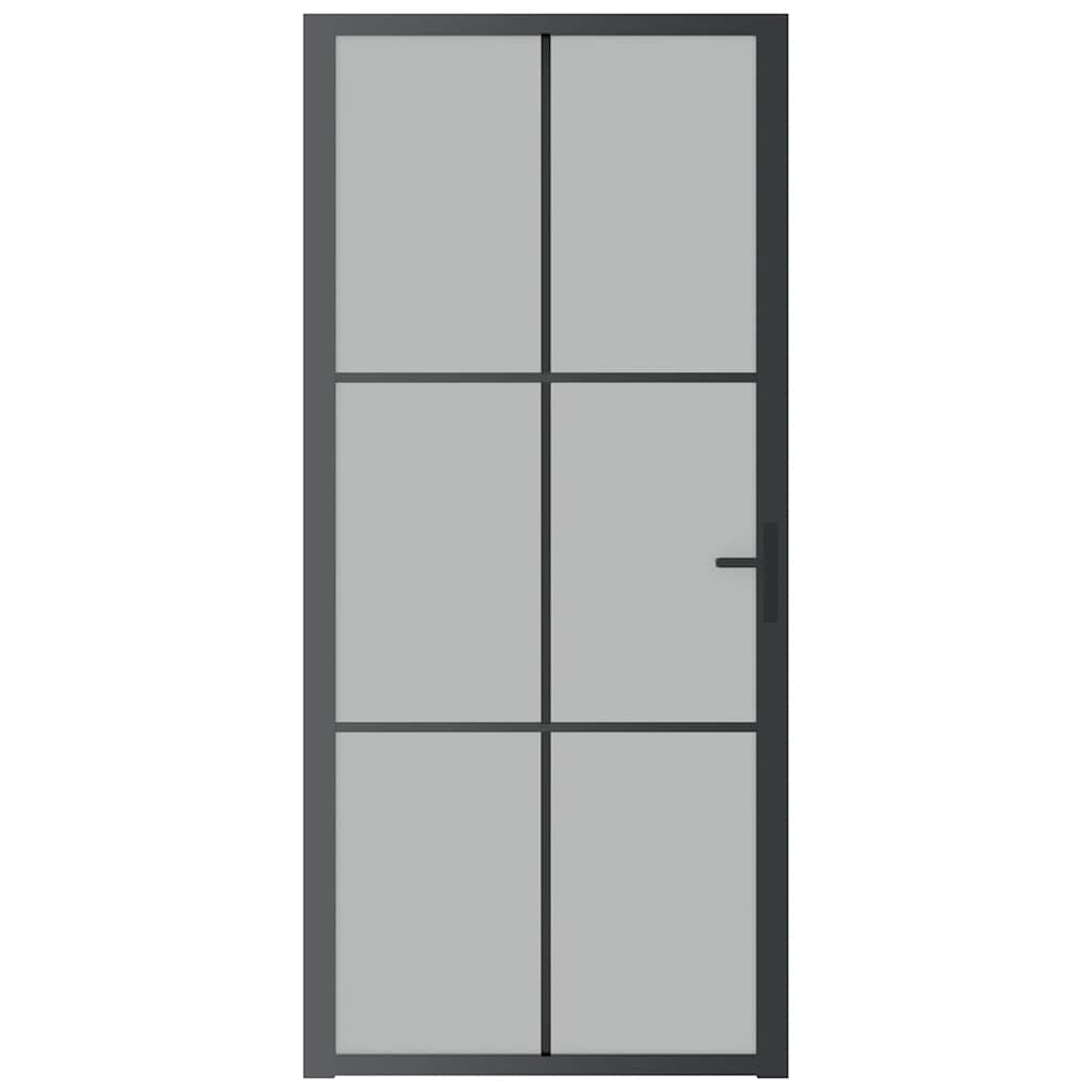 Vidaxl Innentür, 93X201,5 Cm, Schwarz, Mattglas Und Aluminium