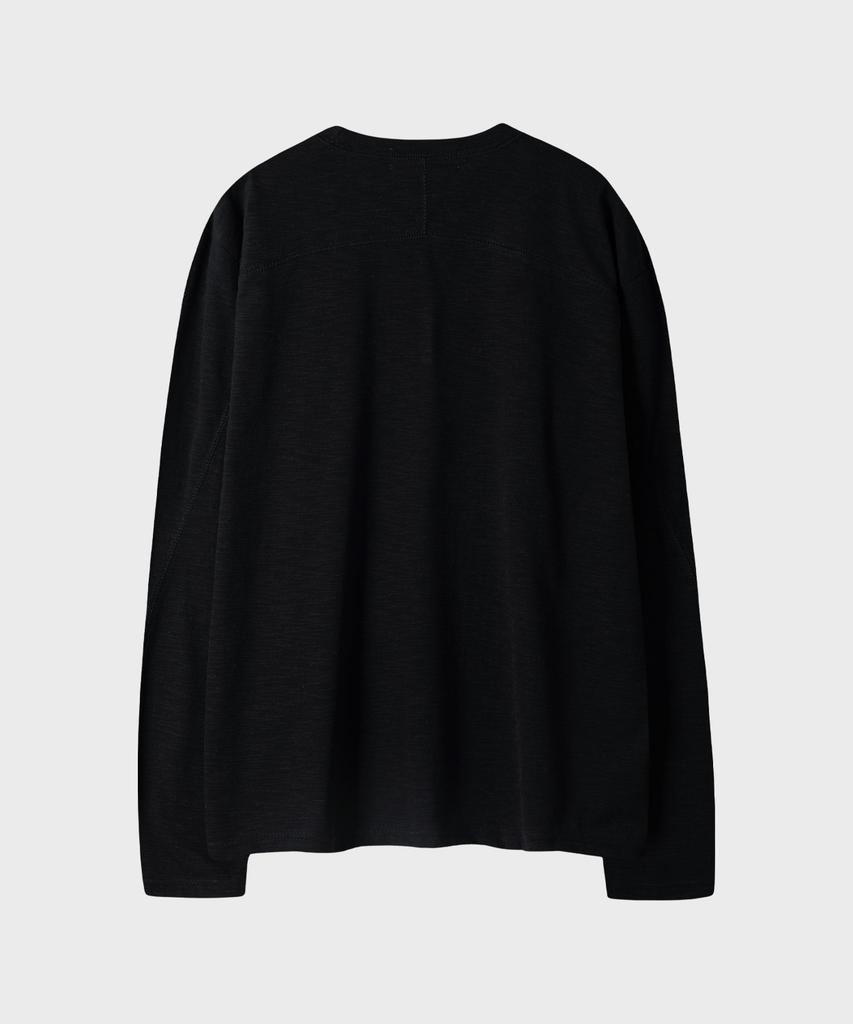 LEIRE Slub Back Line Long Sleeve T-Shirt [Black]