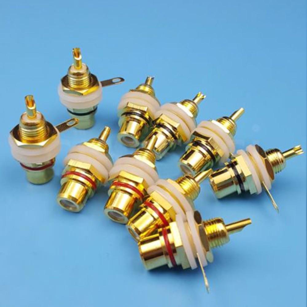 

10PCS Female Jack Socket Red Black Chassis Panel Mount Connector Gold Plated