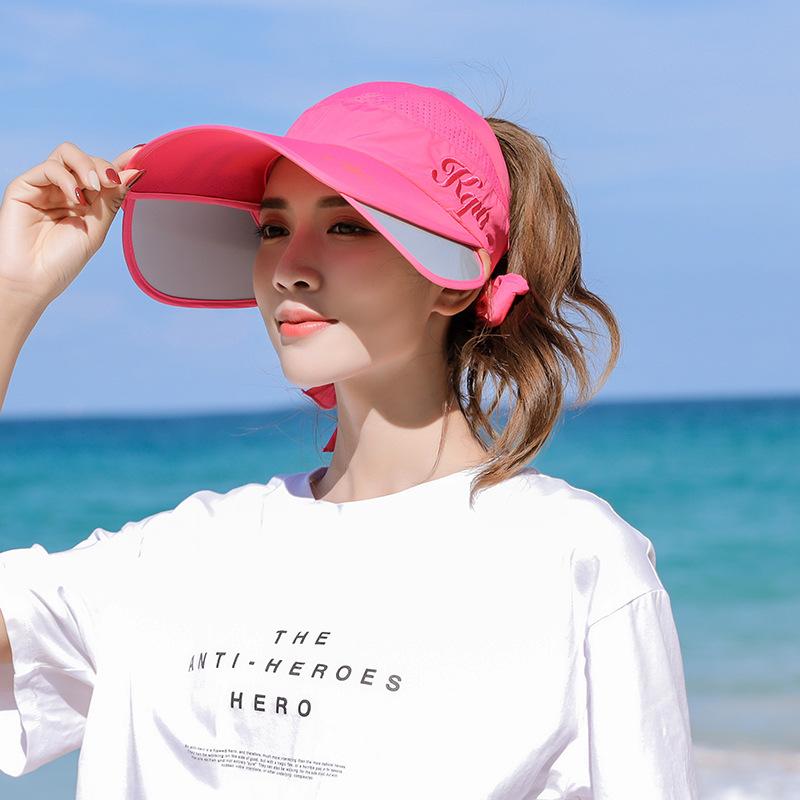 Summer Sun Hat Visor Caps Female Scalable Brim Empty Top Baseball Cap UV Protection Beach Sun Visor Hats For Women