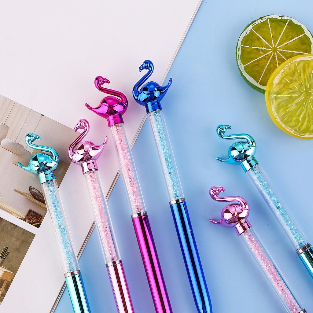 1Pc  Colored Metal Flamingo Pen 0.5mm Quick Drying Without Touching Hands Suitable for Office W, Diaries, and Student Classroom Prizes Back To School