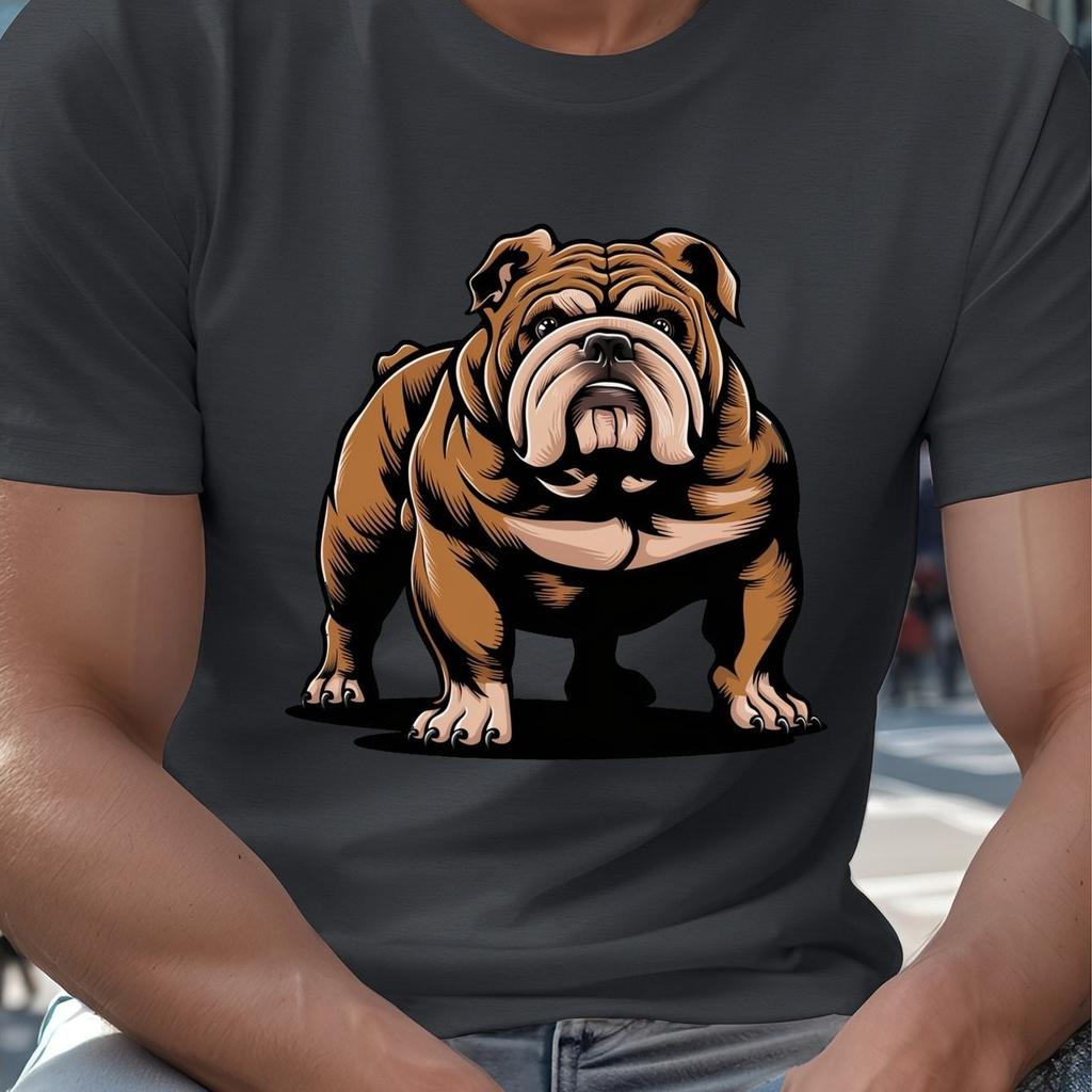 Stylized Bulldog Graphic Tee Mens Casual Cotton Short Sleeve Oneck Tshirt Summer