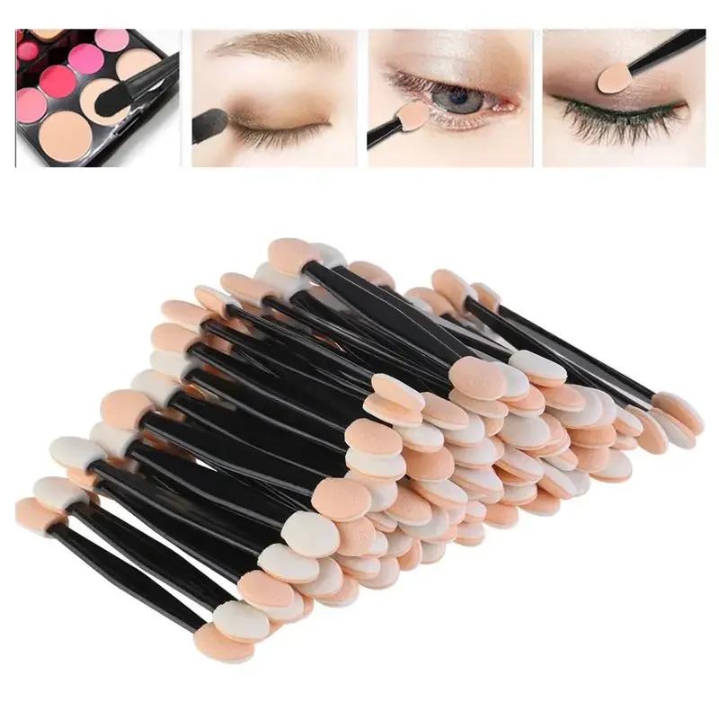100pcs New Disposable Eyeshadow Brush Set, Dual Sided Sponge Nylon Brushes for Eye Makeup Application