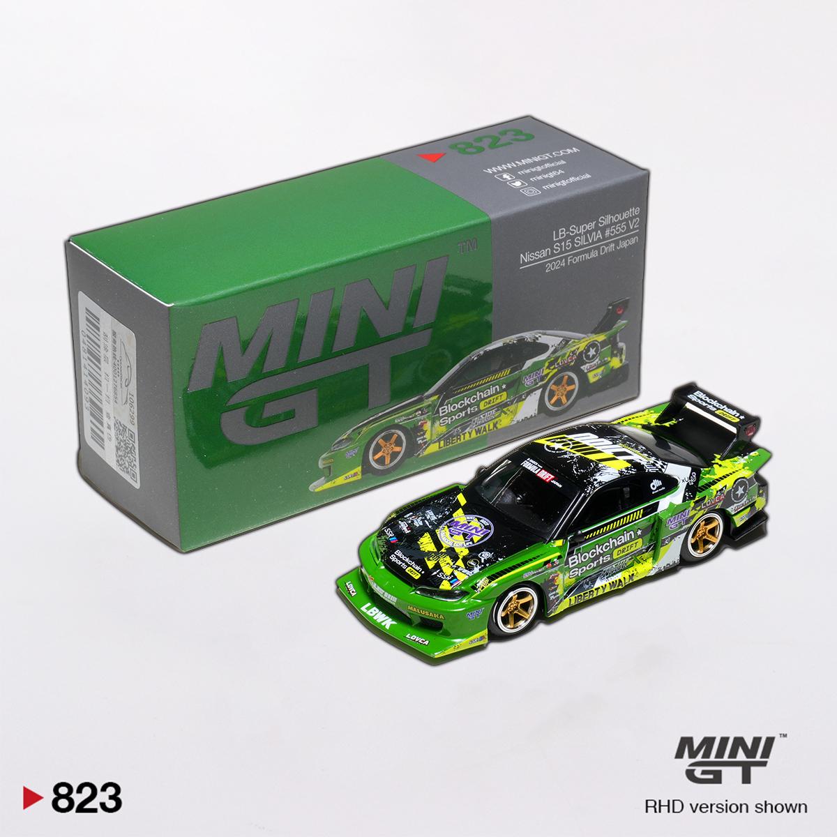 MINIGT 823 In Stock 1:64 Nissan LBWK LB Super Silhouette S15 SILVIA #555 V2 2024 Diecast Car Model Collection Toys