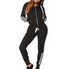 Fashion Women Casual Stripe Zipper Z długim rękawem Pullove Sportowe bluzki + długie spodnie