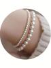 Set de 2 pulseras de perlas artificiales, Delicados brazaletes elásticos de cuentas, Brazaletes de perlas boho apilables para mujeres, Regalos de joyería para damas de honor