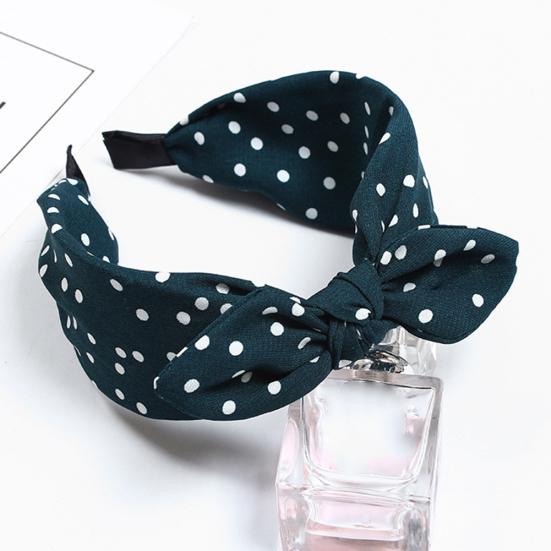 Sweet Polka Dot Print Bowknot Hair Hoop Women Wide Band Cloth Headband Headwrap