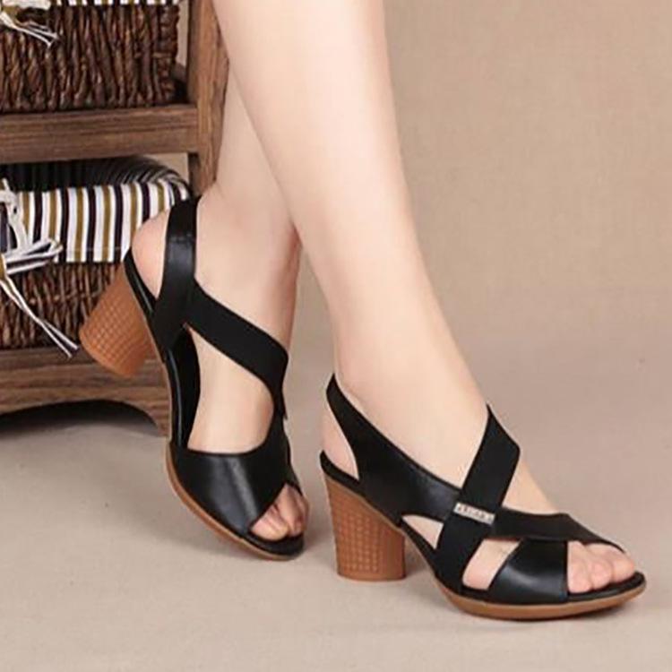 Letní robustní boty Móda Dámské sandály na vysokém podpatku Sandály s otevřenou špičkou na podpatku Designové Dámské sandály pro matky Středního věku