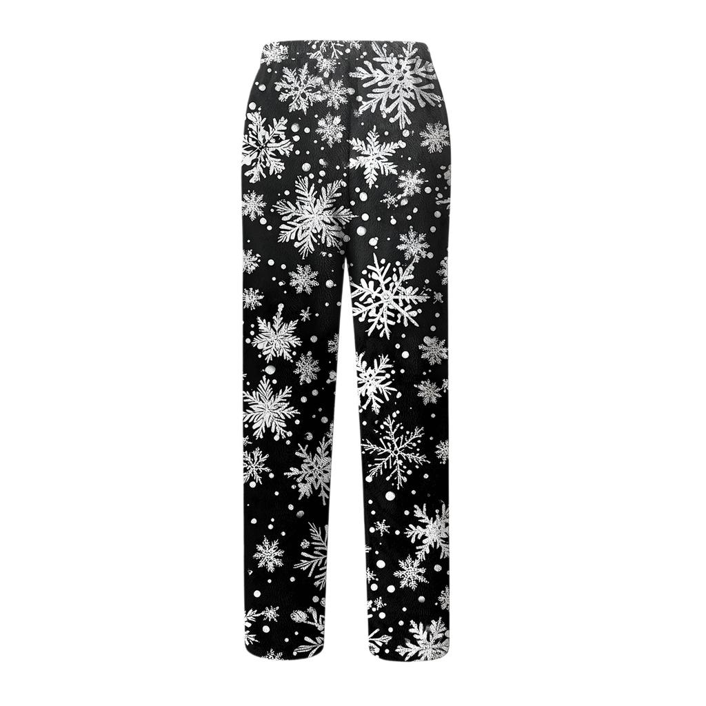 Men's Drawstring Pocket Flannel  Pants Homewear Sleep Pants