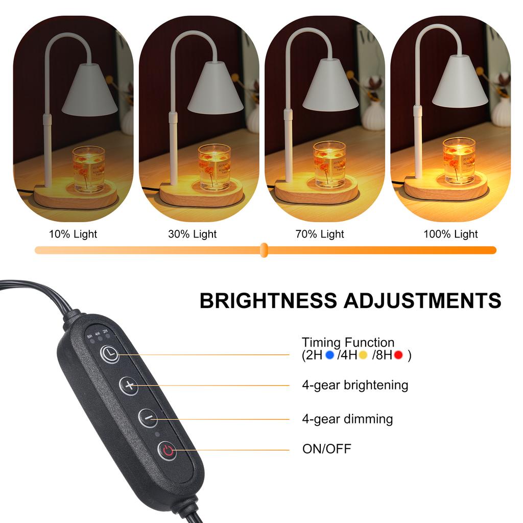 Dimmable Candle Warmer Lamp Scented Candles Wax Melt Lantern Bedroom Table Lamp with 2/4/8H Timer