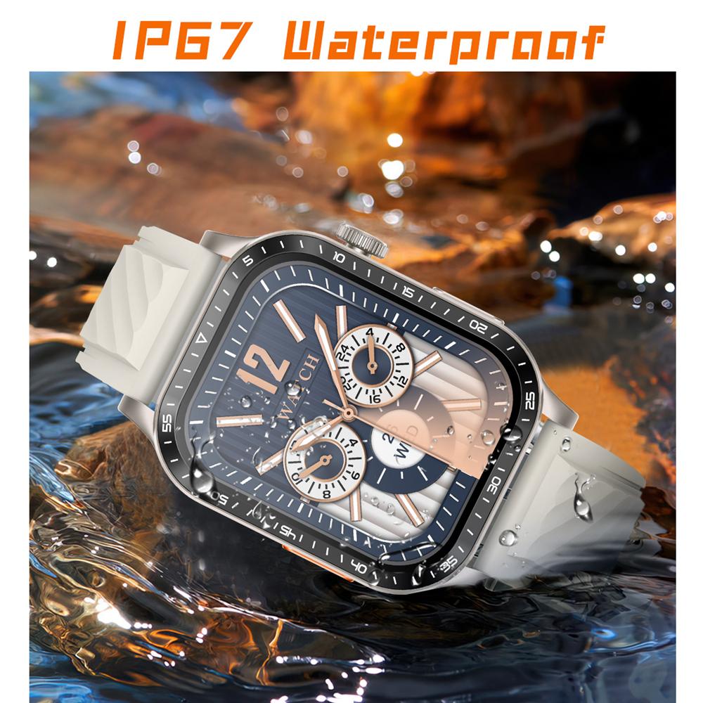 2,04" Großer Bildschirm Outdoor Smartwatch Herzfrequenz Blutsauerstoff Wasserdicht Quadratisch Sport Bluetooth Anruf Smartwatch für IOS Android