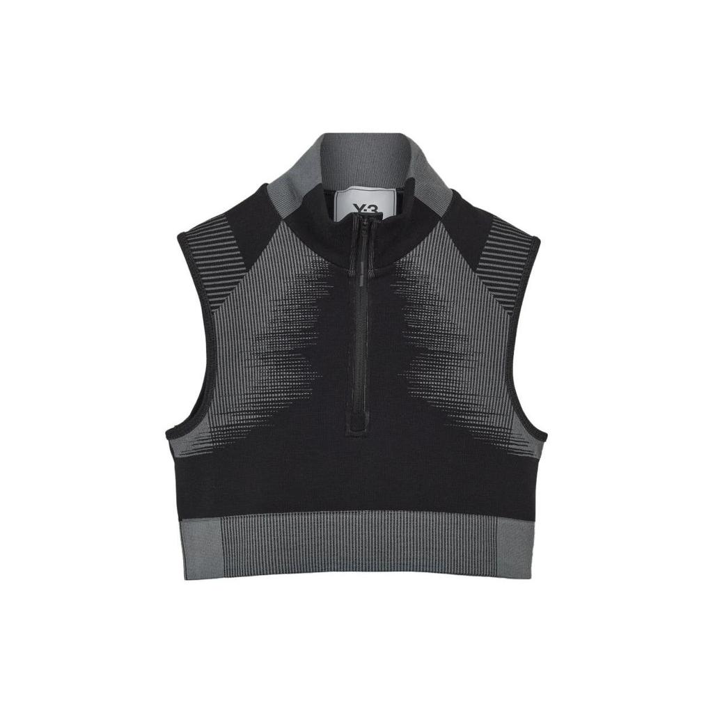 Y-3 Logo Half-Zip High Neck Sports Tank Top Women tops Black HY5875