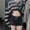 Gothic Ladies Sweater Crew Neck Long Sleeve Striped Cropped Knit Sweater Y2K Sexy Top Off-the-shoulder Zipper Design New Fashion