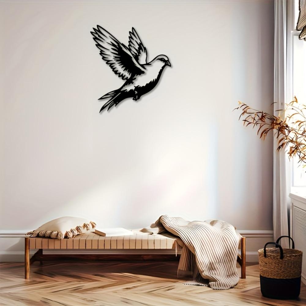 

Black Metal Flying Dove Wall Sculpture Elegant Iron Dove Art Intricate Peace Bird Symbol Home Office Decor Wedding Christmas Valentine Gift Hanging S-30cm/12inch