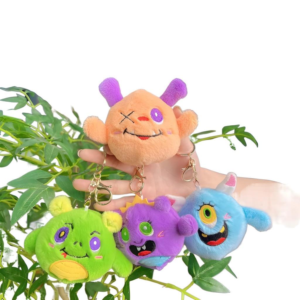 Plush Whimsical Monster Doll Keychain With Adorable Features And Colorful Options Chain