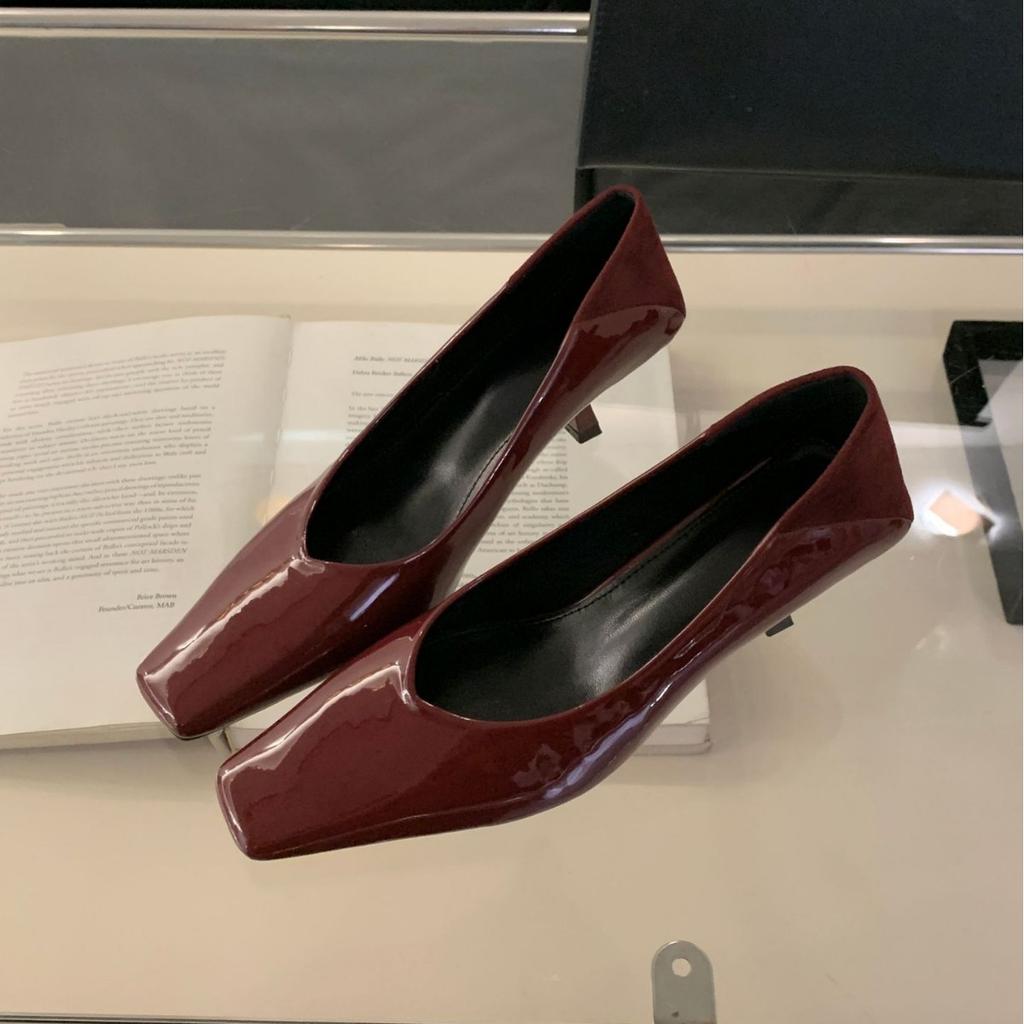 Single shoes 2025 spring women's French retro square head high heels women's thin heels high sense comfortable versatile Huizhou women's shoes