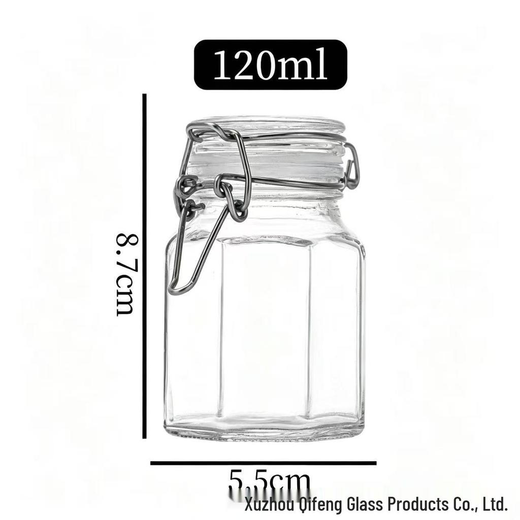 In Stock Transparent Graduated Glass Storage Jar with Sealed Buckle for Moistureproof Tea or Mason Jar Storage