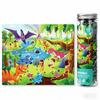 Dinosaur World Puzzle 90 Pieces, Educational Toy for Kids Ages 3-5, Logic & Concentration Game with Storage Bucket