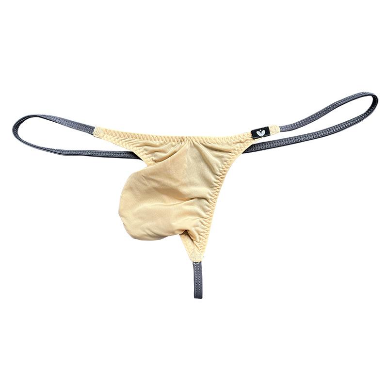 Big Penis Pouch Thongs Men Sexy Underwear Ice Silk G-String Low Rise Underpants Gay Man Erotic Panties Bulge Pouch Bikini Trunk