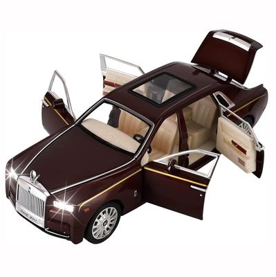 Spielzeugauto Rolls-Royce Phantom 1/24 Metalldruckguss-Modellauto für 3 4 5 6 7-Jährige mit Tonlicht, klassischem Autotürdesign, Auto-Logo kann gefaltet werden