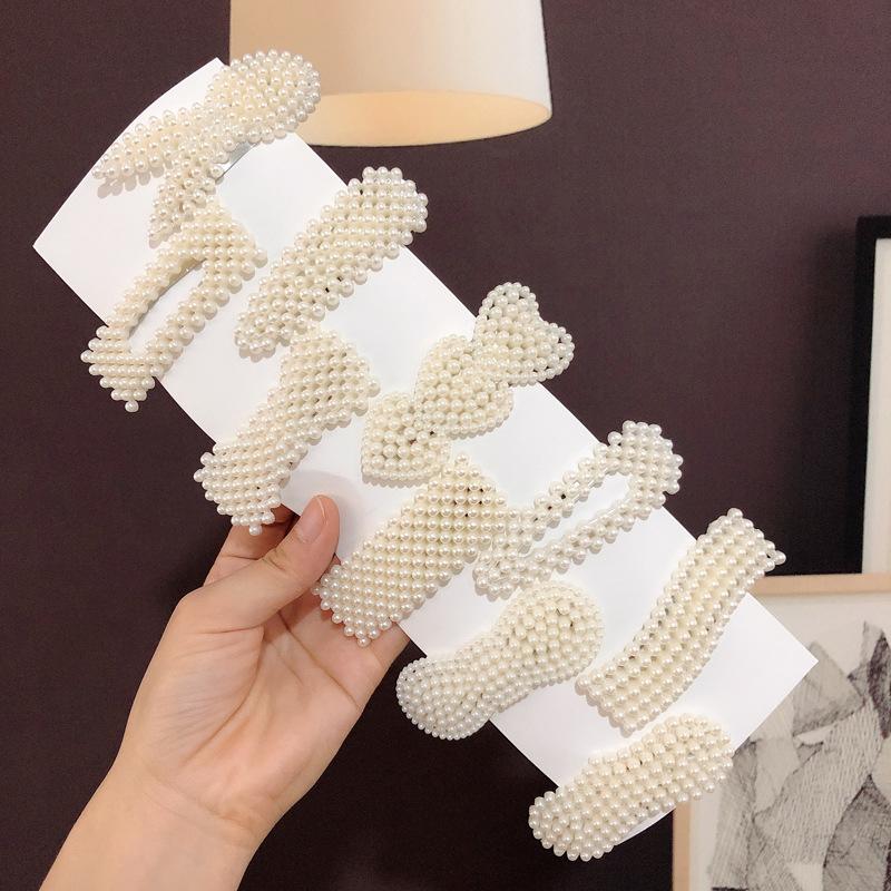 10 Pieces of Pearl Hairpins for Girls, Side Clips, Back of Head BB Clips, Fashionable and Popular Hair Accessories