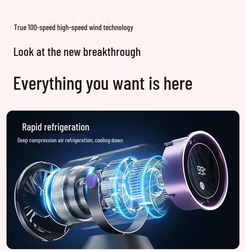 Compact Wall-Mounted Smart Fan with Digital Display, High-Speed Air Circulation, and Rechargeable Battery for Office and Home Use.
