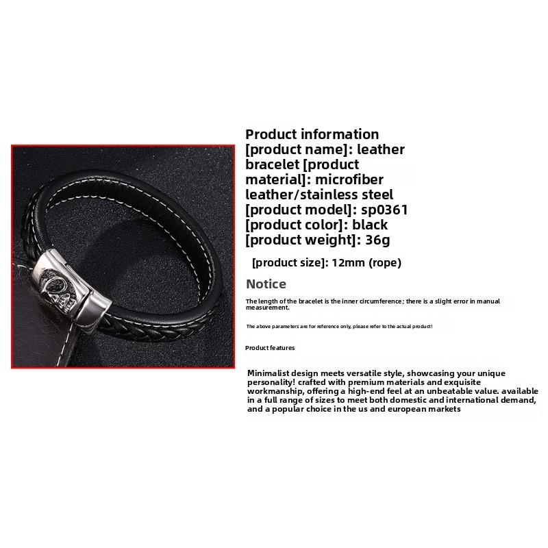 Meier Stainless Steel Magnetic Clasp Bracelet - European and American Trendy Men's Skull Bangle