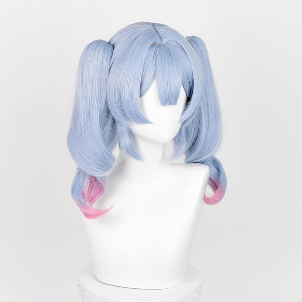 LAOBAO Rabbit Hole Cosplay Twin Light Blue and Pink Mixed Color Long Curly Heat Costume Accessory for and More Wig, Tail, Mesh, Gradient, Wig,