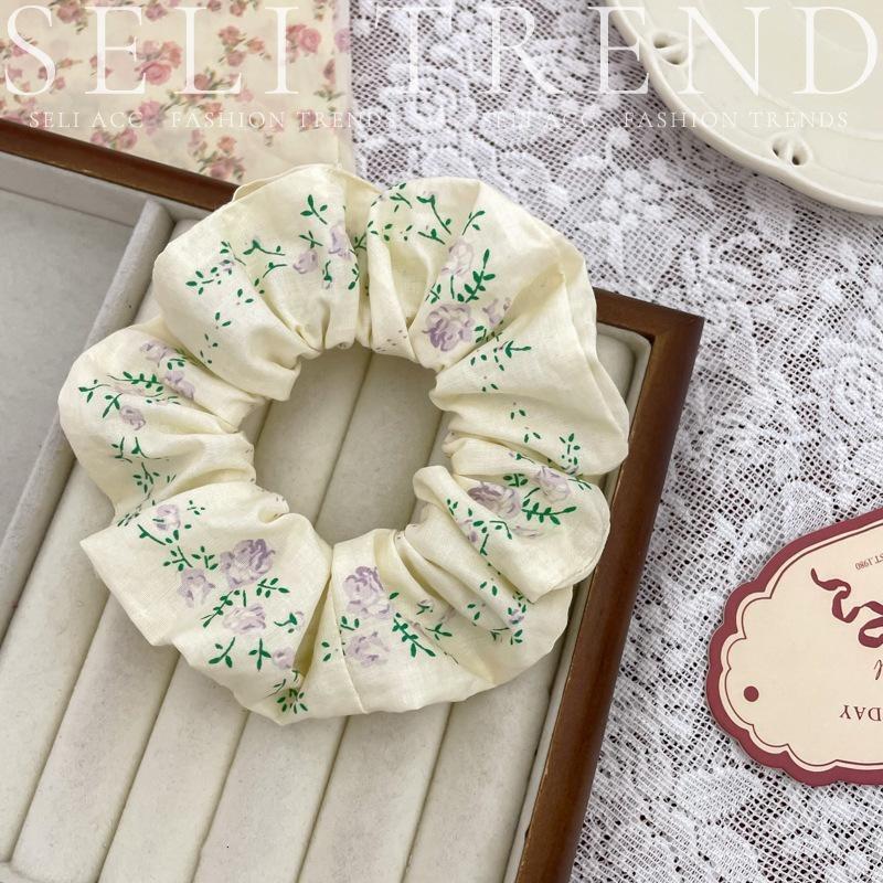 Scrunchie Multi Styles Floral Plaid Soft Fabric Minimalist Versatile Women Hair Tie Hair Accessories