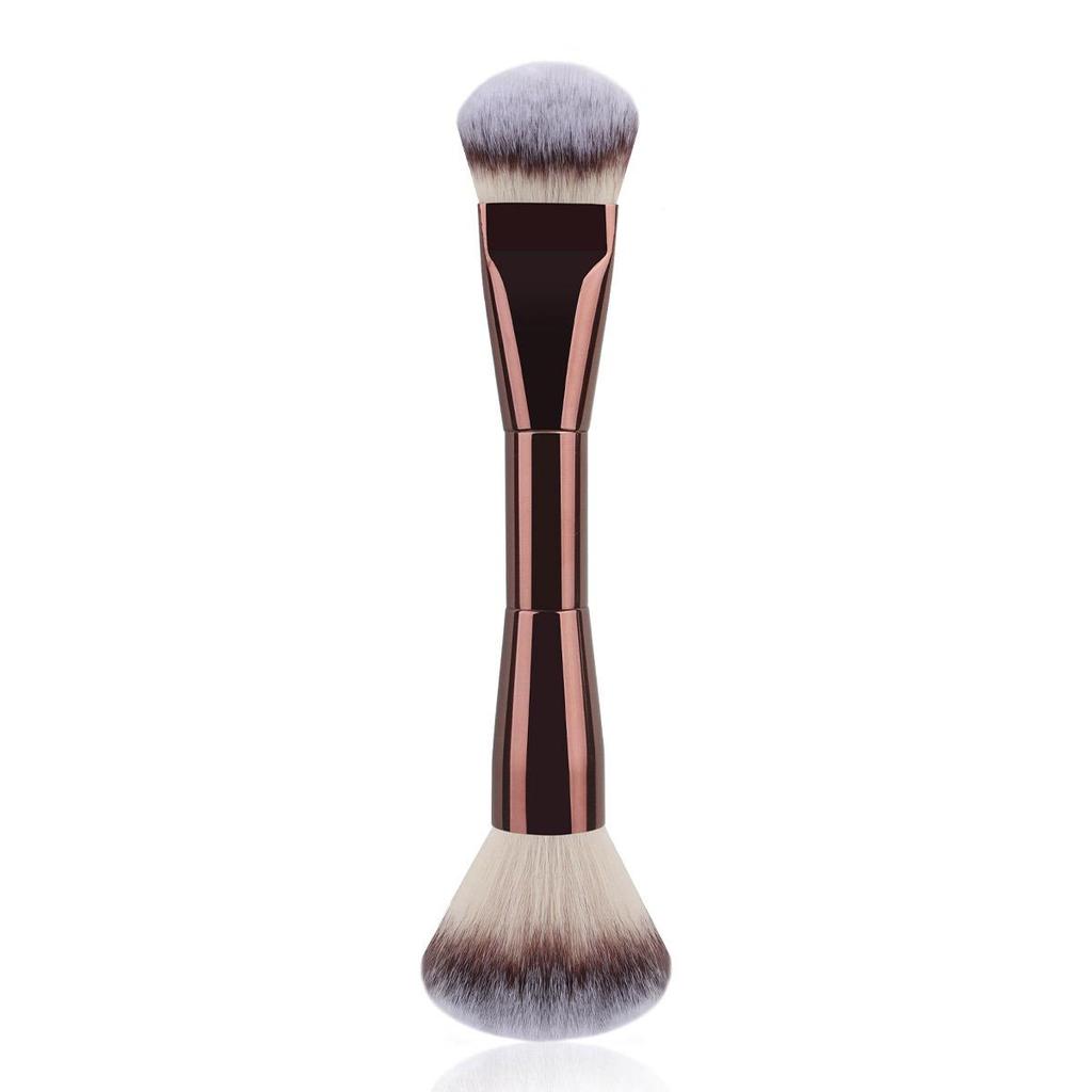 New Double-Headed Foundation & Contour Makeup Brush with Soft All-Aluminum Tube Design
