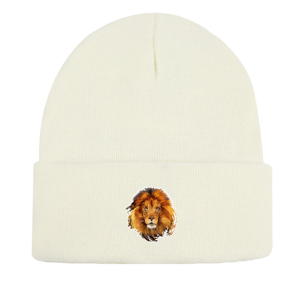 Шапка Женские вязаные шапки с принтом льва Чепчики Мужские и женские шапки Головные уборы — фото 11